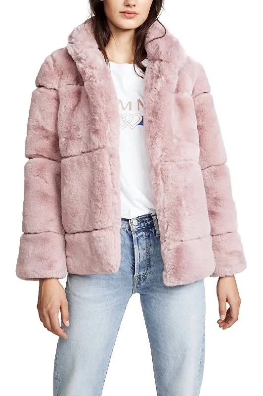 Anniversary Sale Sarah Quilted Faux Fur Coat in Mauve
