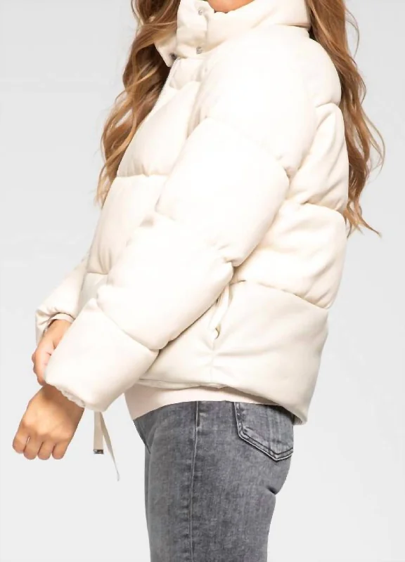 Price Fest Sharon Vegan Leather Puffer Jacket In Ecru