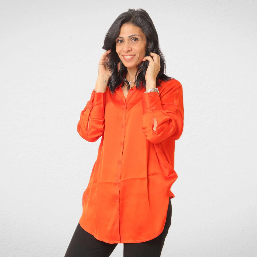 Get It Before It’s Gone Shirt Satin - Women - Orange
