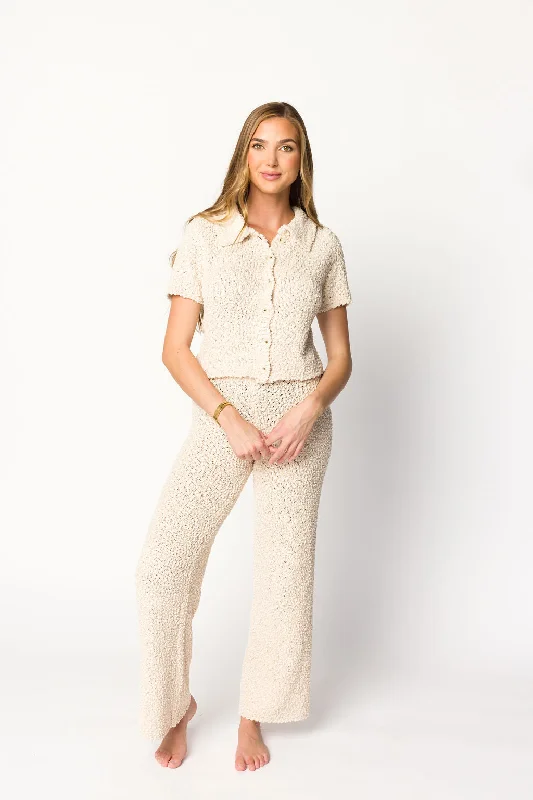 Closeout Kennedy Short Sleeve Top and Pants Set in Oat - Nursing Friendly