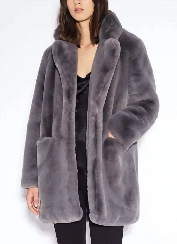 Season Finale Sale Sophie Faux Fur Coat in Carbon