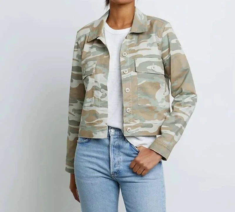 Price Slash Steffi Camo Jacket In Light Sage Camo
