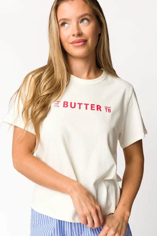 Final Markdown Butter Graphic T-Shirt in Cream