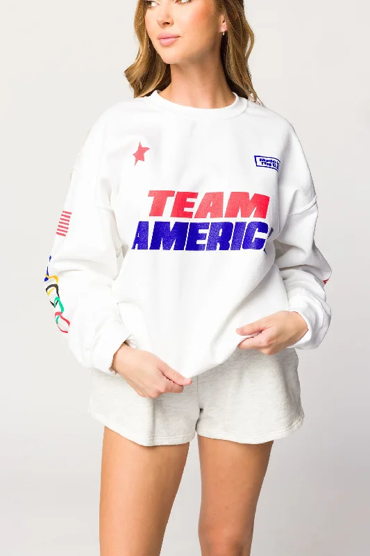 Bargain Blast Team America Crew Sweatshirt in White