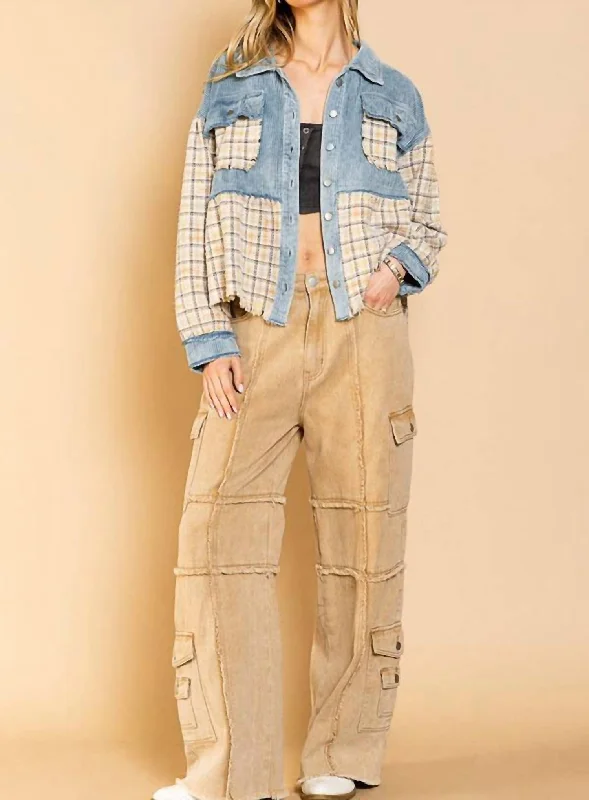 Sale Event Tweed And Twill A-Line Fit Shacket in Sea Blue