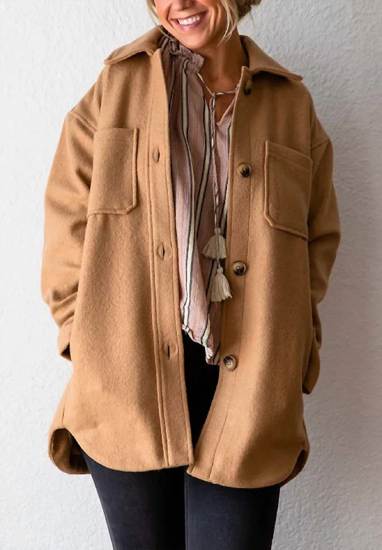 Big Discounts Two Pocket Coat In Deep Camel