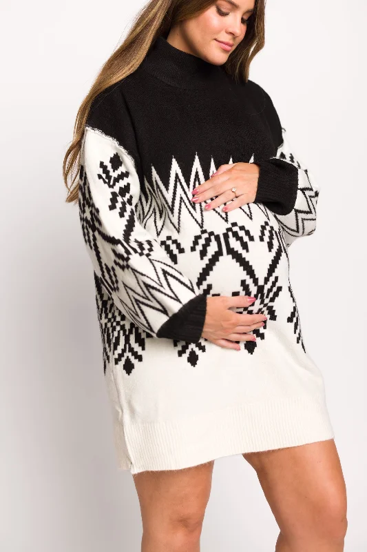 Stock Clearance Alpine Knit Sweater Mini Dress in Cream