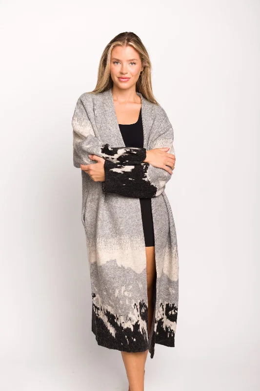 Discount Days Wide Open Spaces Duster Cardigan with Open Front in Grey