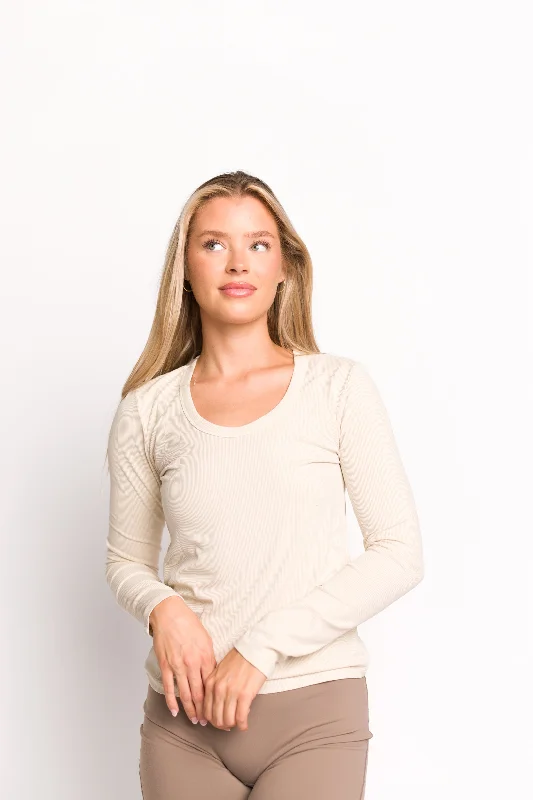 Lowest Price Elijah Ultra Soft Basic Scooped Neck Tee with Long Sleeves