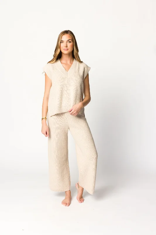 Limited Quantity Anna Sweater Vest Top and Pants Set in Beige