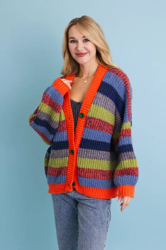 Warehouse Sale Vibrant Retro Color Burst Oversized Cardigan