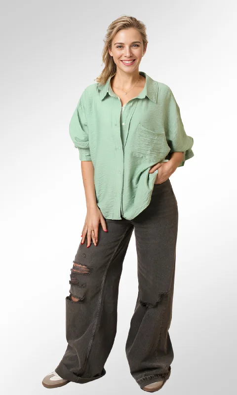 Doorbuster Deal Free Size Women Basic Shirt (Mint)