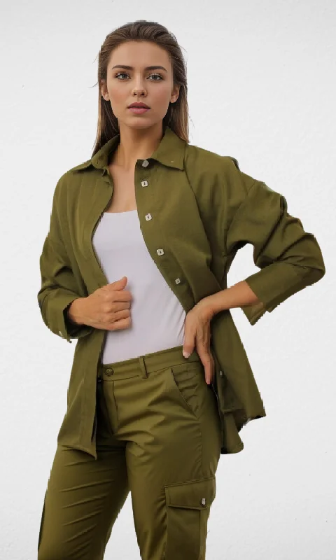 Limited Edition Women Linen Shirt (Oil Green)