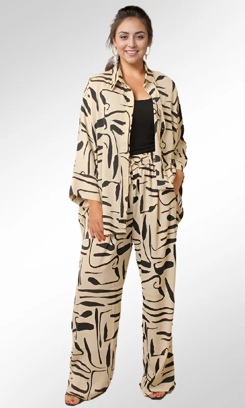 Stock Up and Save Women's Satin Suits print (Beige)