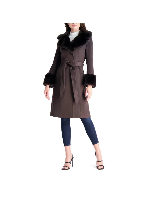 Special Savings Womens Faux Fur Slimming Wool Coat