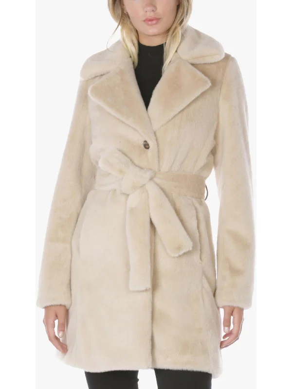 Extra Savings Womens Faux Fur Teddy Wrap Coat