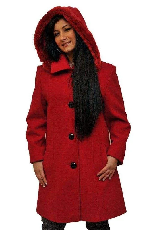 Special Promotion Women's Faux Fur Trim Hooded Coat