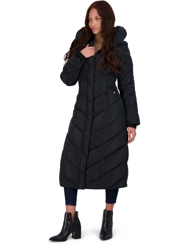 Act Now Womens Fleece Lined Quilted Maxi Coat