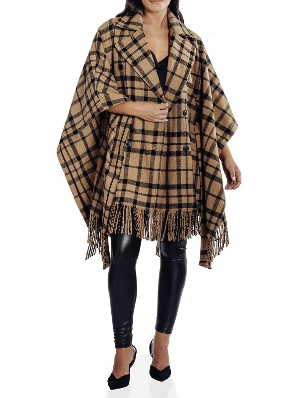 Customer Appreciation Sale Womens Plaid Double-Breasted Wrap Coat