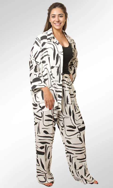 Clearance Event Women's Satin Suits print (White)