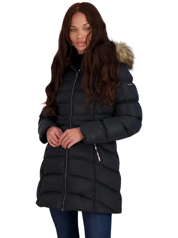 Final Clearance Womens Slimming Faux Fur Puffer Jacket