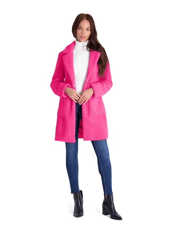 Discount Mania Womens Teddy Faux Shearling Faux Fur Coat