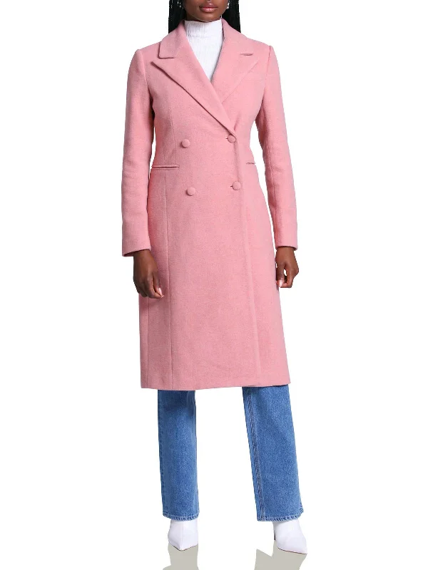 Mega Sale Womens Wool Blend Double-Breasted Wool Coat