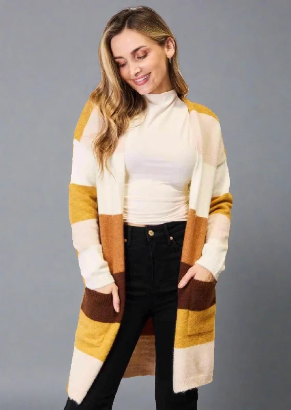 Year-End Sale Woven Right Color Block Dropped Shoulder Cardigan