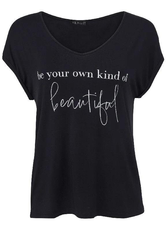 Special Discount Beautiful Graphic Top - Black