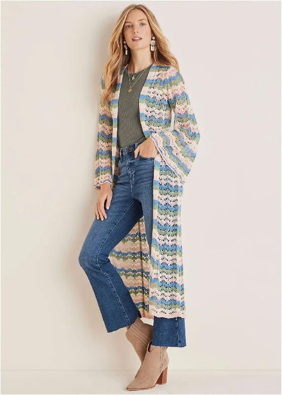 Holiday Sale Pointelle Striped Duster - Stripe Multi