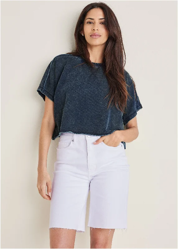 Seasonal Clearance Relaxed Boxy Tee - Blue Indigo Wash