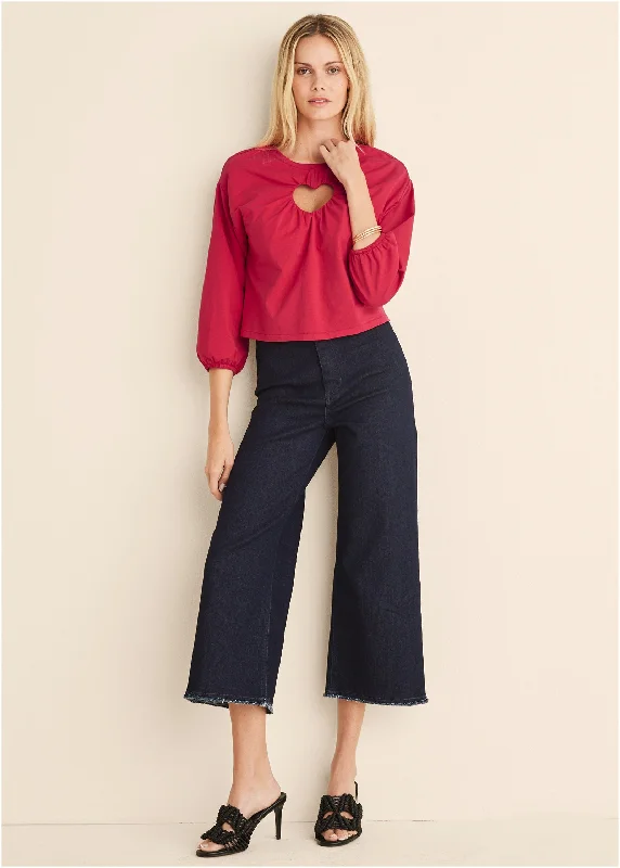 Fantastic Offers Cut-Out Heart Top - Red