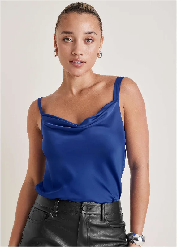 Exclusive Access Cowl Neck Tank - Sodalite Blue