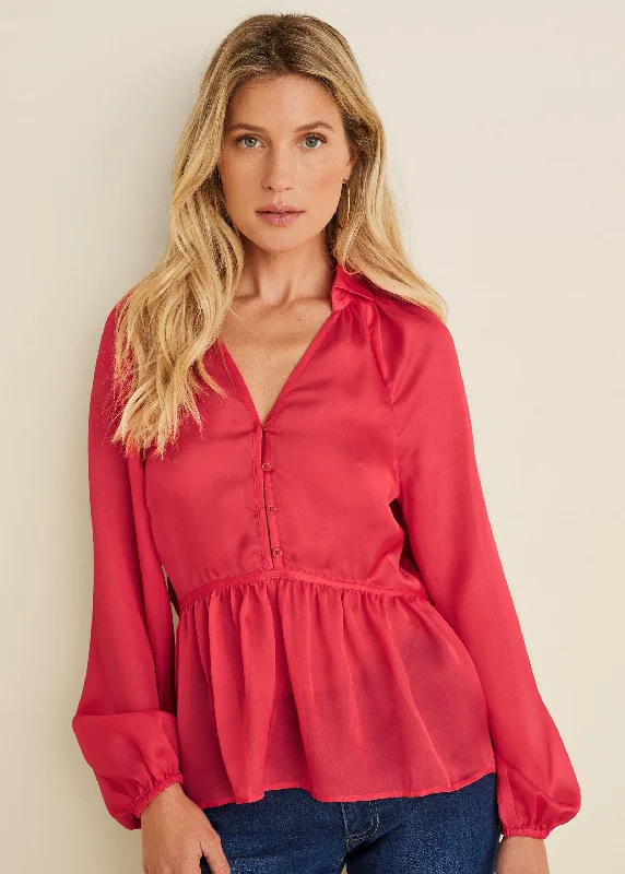 Must-Have Deals High-Low Blouse - Red