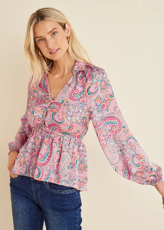 Stock Clearance High-Low Blouse - Venetian Paisley