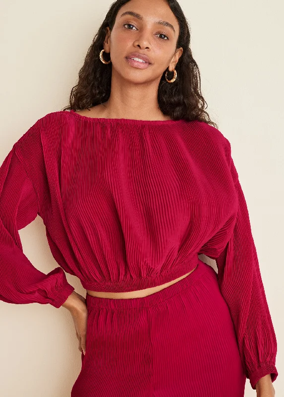 TIME-Limited Offer Plisse Billow Top - Red