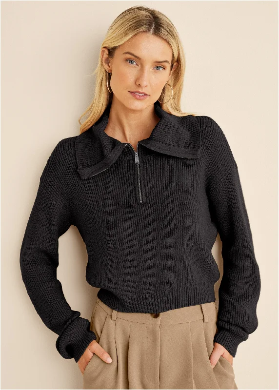 Super Deal Quarter Zip Pullover - Black