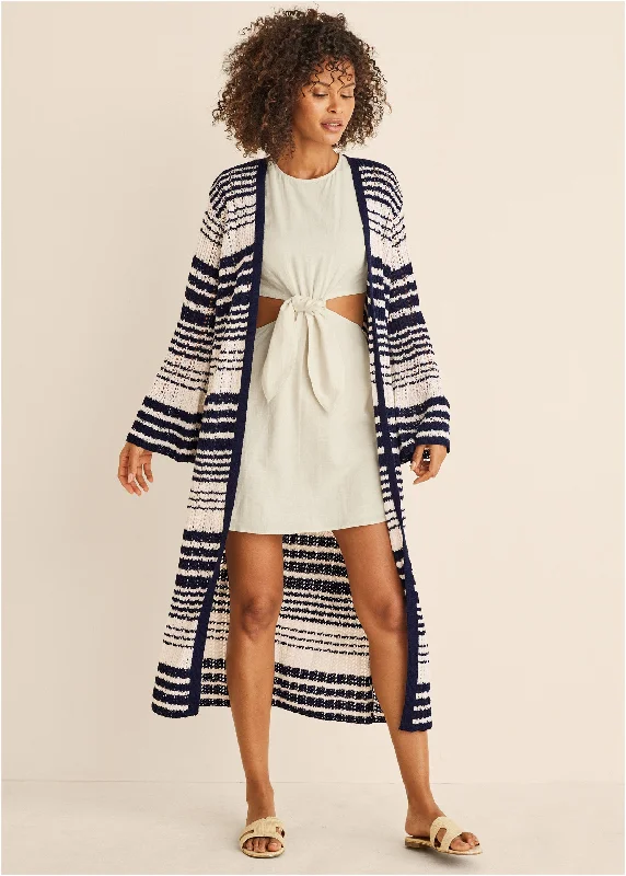 YEAR-End Clearance Stripe Duster  - Navy Multi