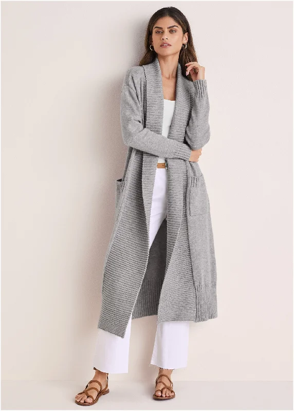 Great Bargains Cardigan Duster - Medium Heather Grey