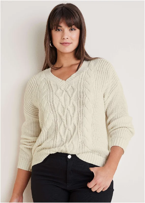 Bargain Blast Cable Knit Sweater - Off White