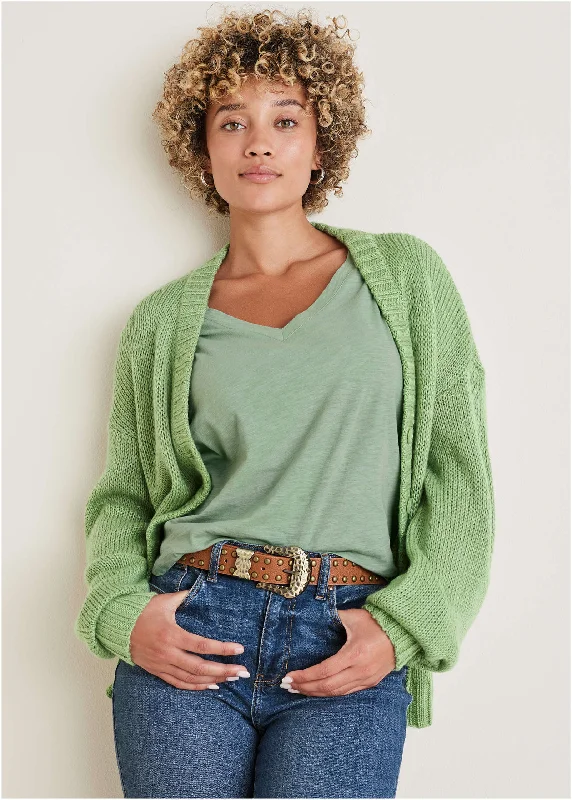 Super Sale Light Weight Cardigan - Basil