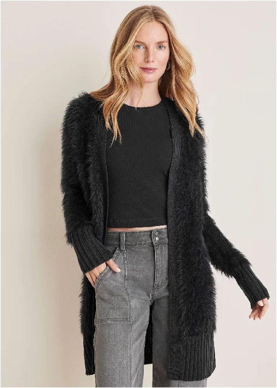 Major Savings Eyelash Cardigan - Black