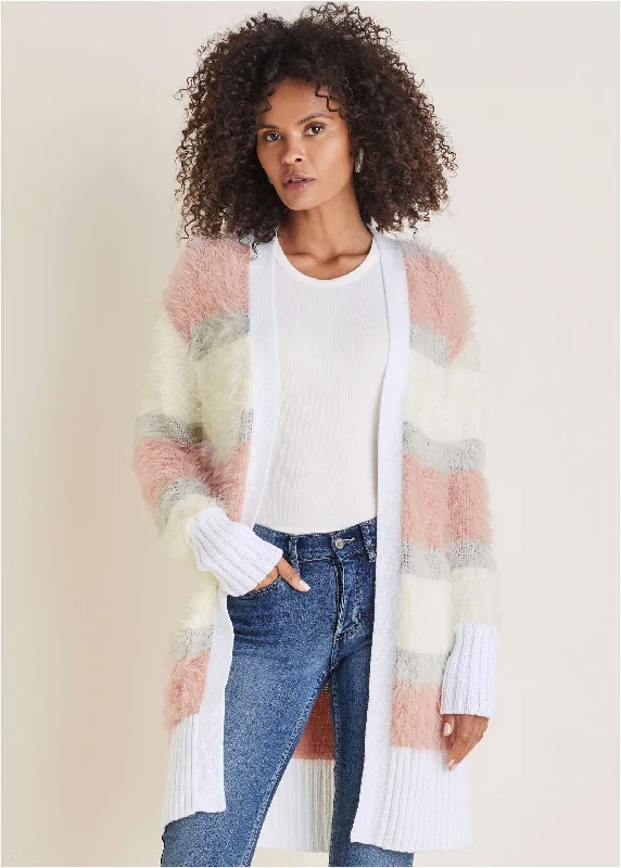 Sneak Peek Sale Eyelash Cardigan - White Multi