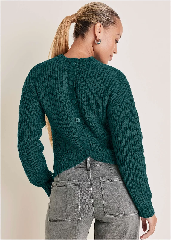 Markdowns Button Back Detail Sweater - Deep Lake
