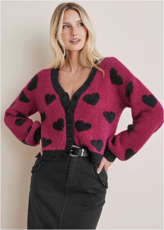 Price Cut Heart Graphic Sweater  - Vivacious
