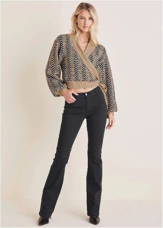 Deal Explosion Wrap Cardigan - Tan Combo