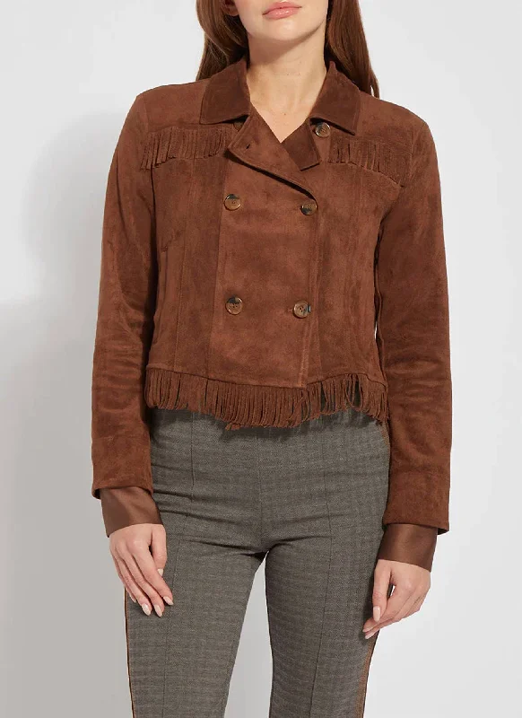 Great Deals Zora Fringe Suede Jacket In Bronze