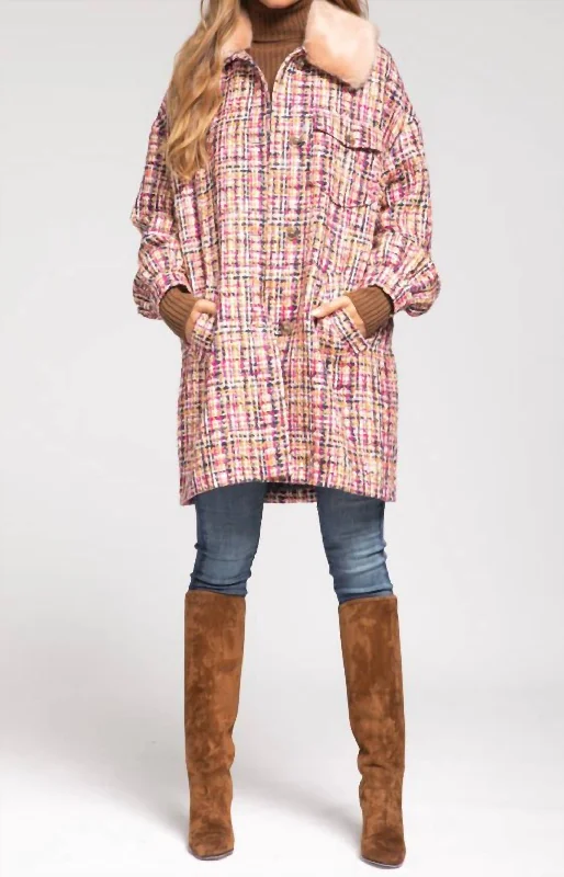 Price Meltdown Zorm1 Fake Fur Collar Coat In Combo1 Bellflower