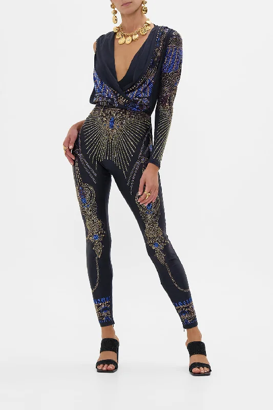 Best Bargains ONE SLEEVE HOODED CATSUIT SOLID BLACK