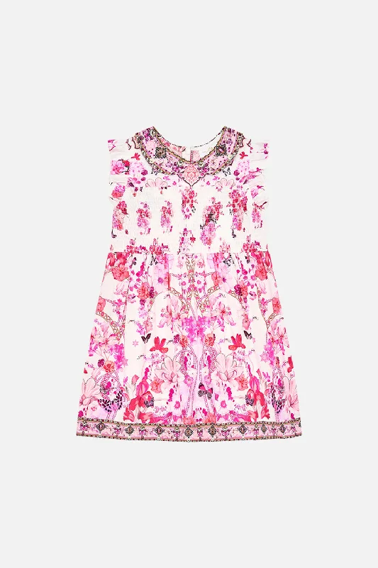 KIDS SHIRRED MINI DRESS WITH COLLAR 4-10 BOTANICAL NOVELLA